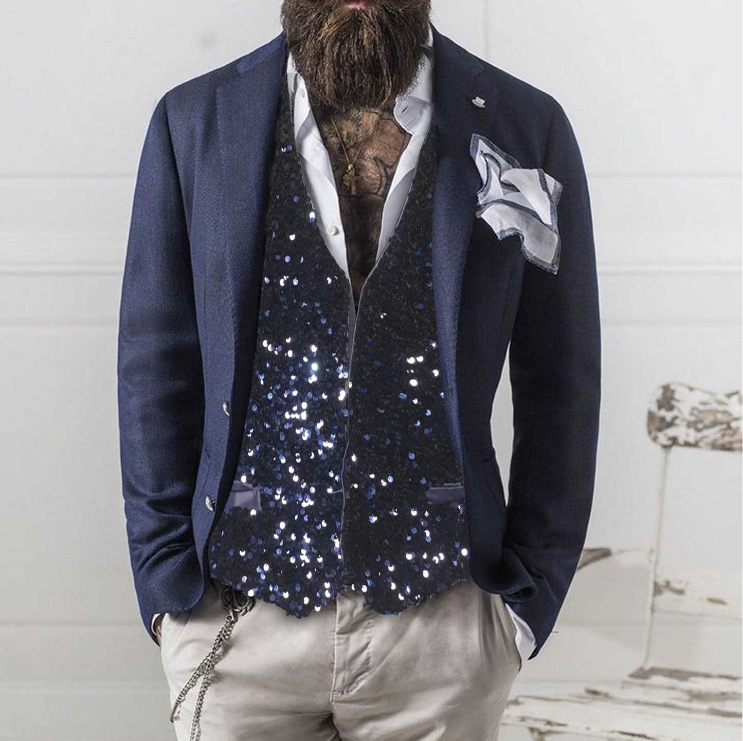 Gilet homme à paillettes