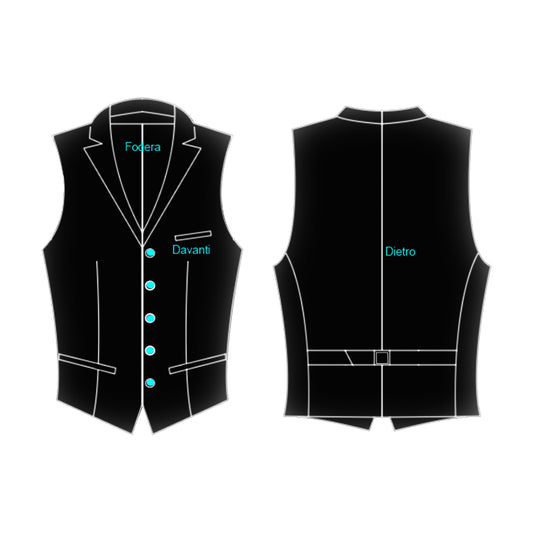 Single breasted vest, deep lapel collar, 5 button, 3 pockets, back can be adjusted. 